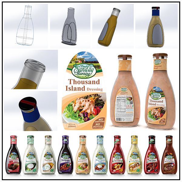 Glass Sauce and Dressing Bottle Design